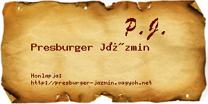 Presburger Jázmin névjegykártya